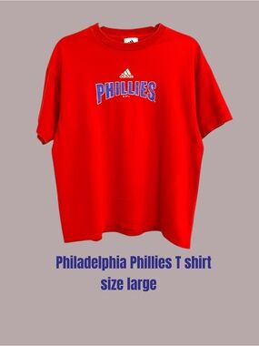 Adidas Red Phillies Graphic  Tee MLB